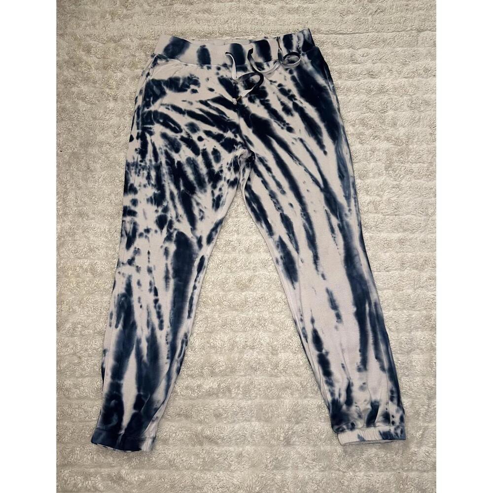 Young, Fabulous & Broke athleisure teal/cream tie-dyed joggers Size Large